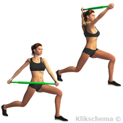 Lunge Rotate Overhead Stick